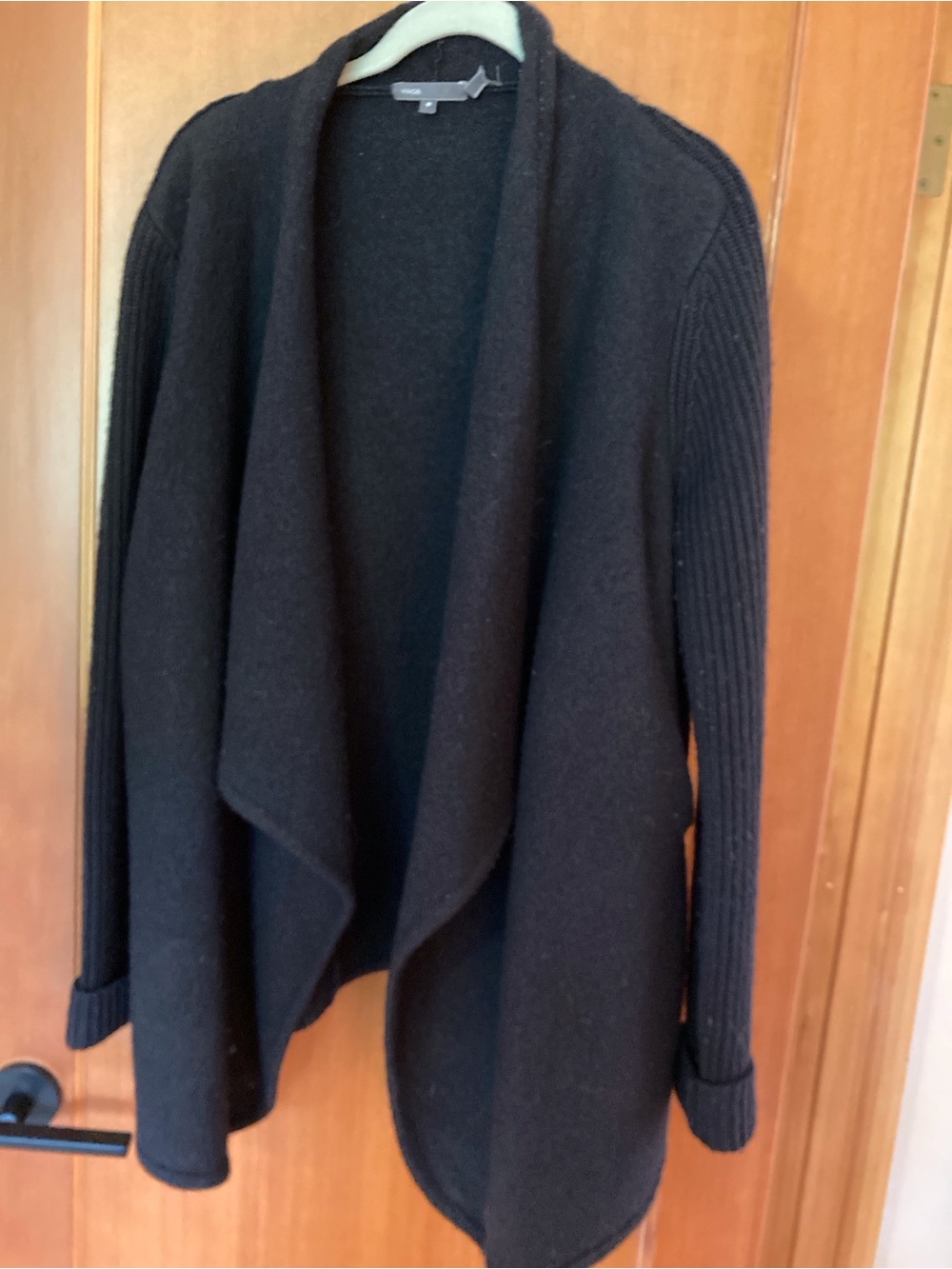 VINCE Black Draped Open-Front Long Cardigan/Sweater Coat Size M